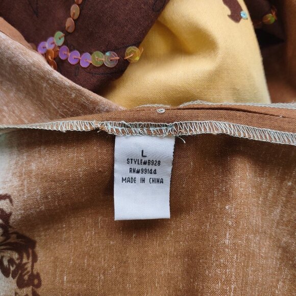 Lapis Full Circle Skirt Sequins Beautiful Asian Art Design Retro Inspo  Sz Large - Picture 8 of 9